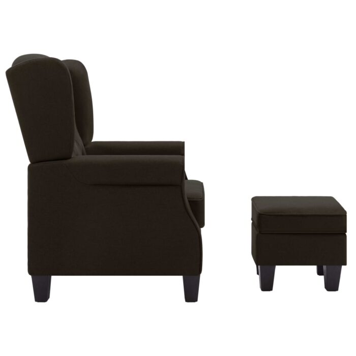 Fauteuil avec repose-pied Marron foncé Tissu – Image 3