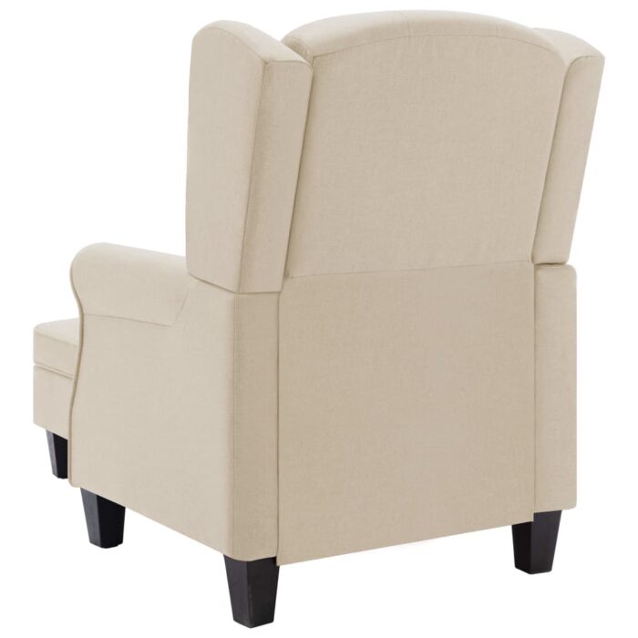 Fauteuil avec repose-pied Crème Tissu – Image 4