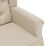 Fauteuil avec repose-pied Crème Tissu – Image 5