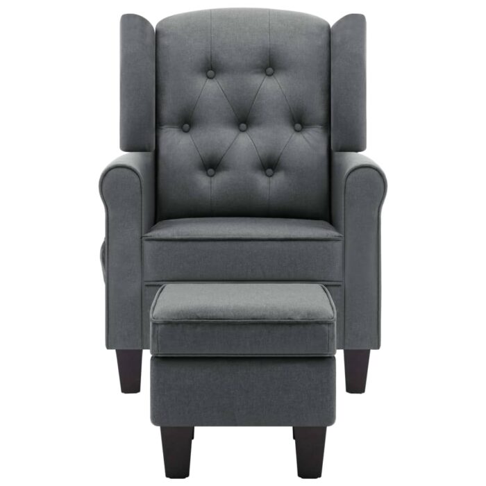 Fauteuil de massage avec repose-pied Gris clair Tissu – Image 2