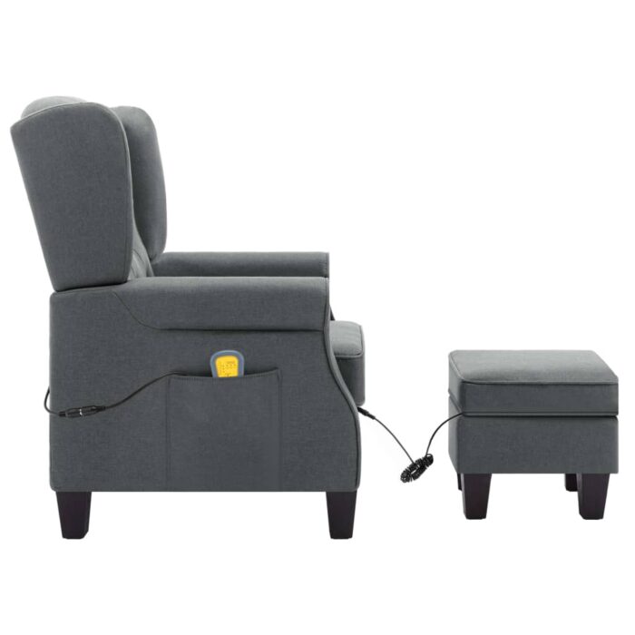 Fauteuil de massage avec repose-pied Gris clair Tissu – Image 3