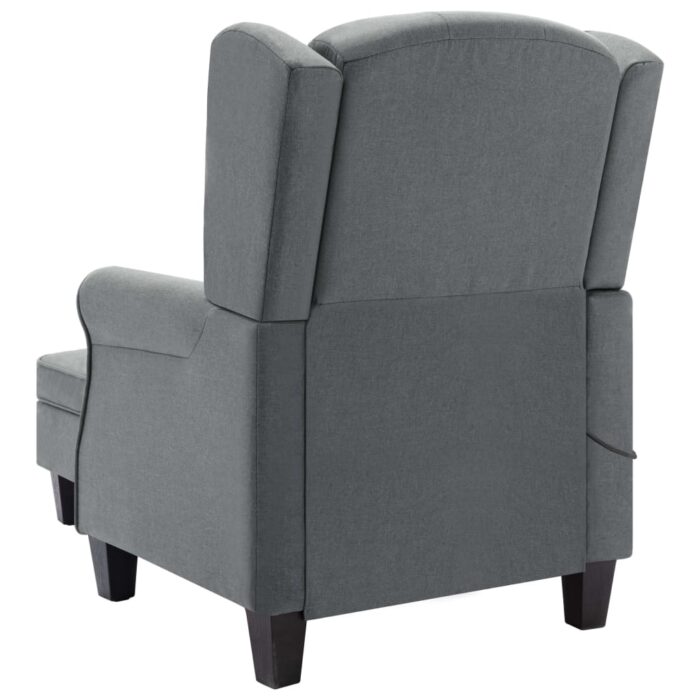 Fauteuil de massage avec repose-pied Gris clair Tissu – Image 4