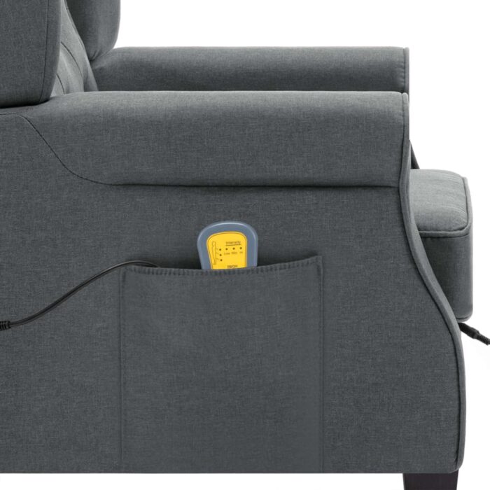 Fauteuil de massage avec repose-pied Gris clair Tissu – Image 6