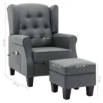 Fauteuil de massage avec repose-pied Gris clair Tissu – Image 7
