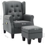 Fauteuil de massage avec repose-pied Gris clair Tissu – Image 8