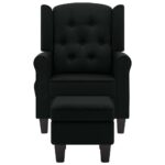 Fauteuil de massage avec repose-pied Noir Tissu – Image 2