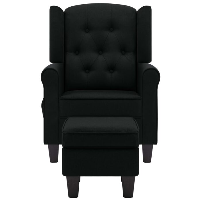 Fauteuil de massage avec repose-pied Noir Tissu – Image 2
