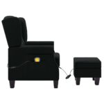 Fauteuil de massage avec repose-pied Noir Tissu – Image 3