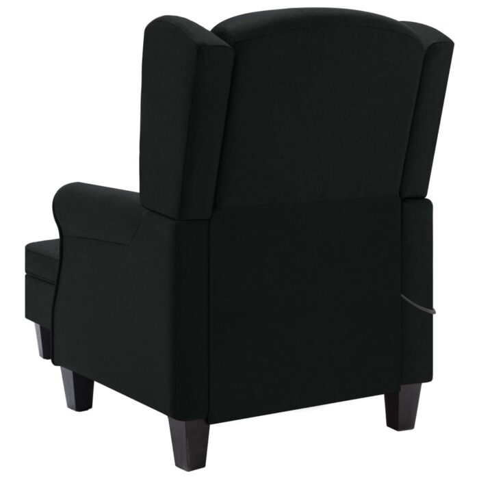 Fauteuil de massage avec repose-pied Noir Tissu – Image 4