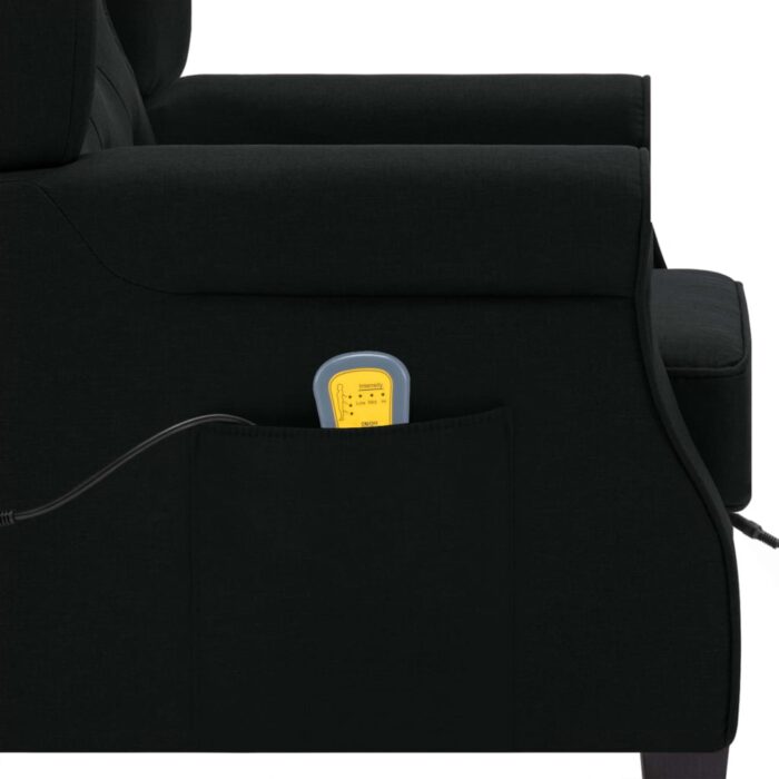 Fauteuil de massage avec repose-pied Noir Tissu – Image 6