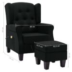 Fauteuil de massage avec repose-pied Noir Tissu – Image 7