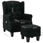 Fauteuil de massage avec repose-pied Noir Tissu – Image 8
