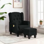 Fauteuil de massage avec repose-pied Noir Tissu