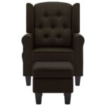 Fauteuil de massage avec repose-pied Marron foncé Tissu – Image 2