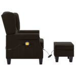 Fauteuil de massage avec repose-pied Marron foncé Tissu – Image 3
