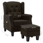 Fauteuil de massage avec repose-pied Marron foncé Tissu – Image 7