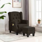 Fauteuil de massage avec repose-pied Marron foncé Tissu