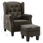Fauteuil de massage avec repose-pied Taupe Tissu – Image 7