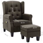 Fauteuil de massage avec repose-pied Taupe Tissu – Image 8