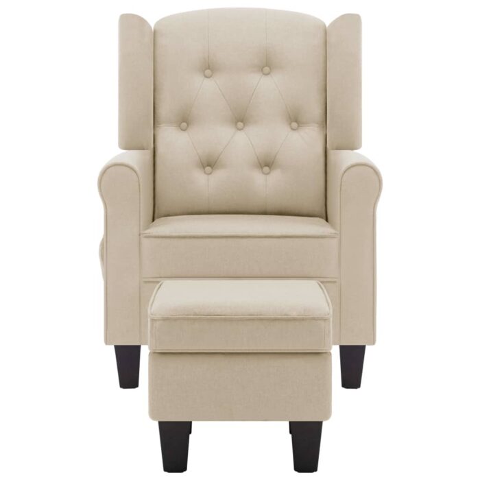 Fauteuil de massage avec repose-pied Crème Tissu – Image 2