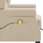Fauteuil de massage avec repose-pied Crème Tissu – Image 6
