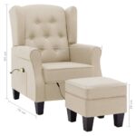 Fauteuil de massage avec repose-pied Crème Tissu – Image 7