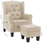 Fauteuil de massage avec repose-pied Crème Tissu – Image 8