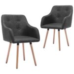 Chaises à manger lot de 2 gris foncé tissu