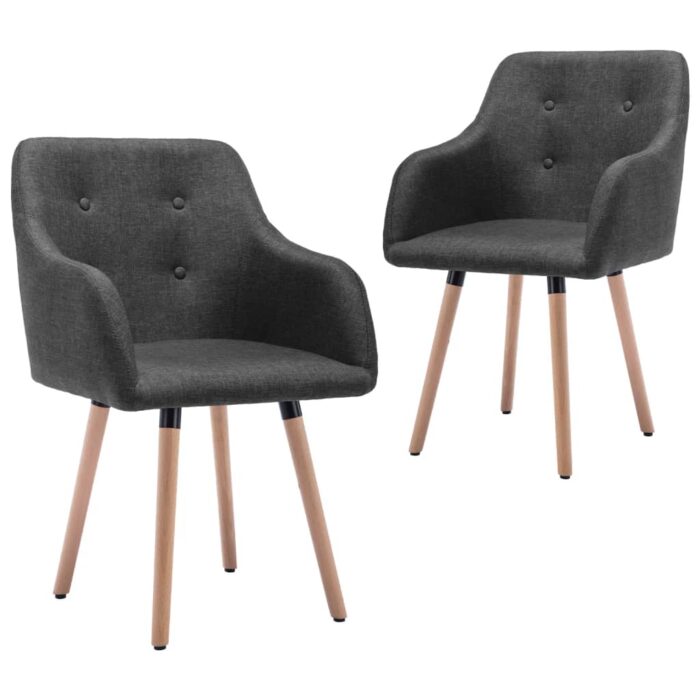 Chaises à manger lot de 2 gris foncé tissu – Image 1