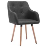 Chaises à manger lot de 2 gris foncé tissu – Image 2