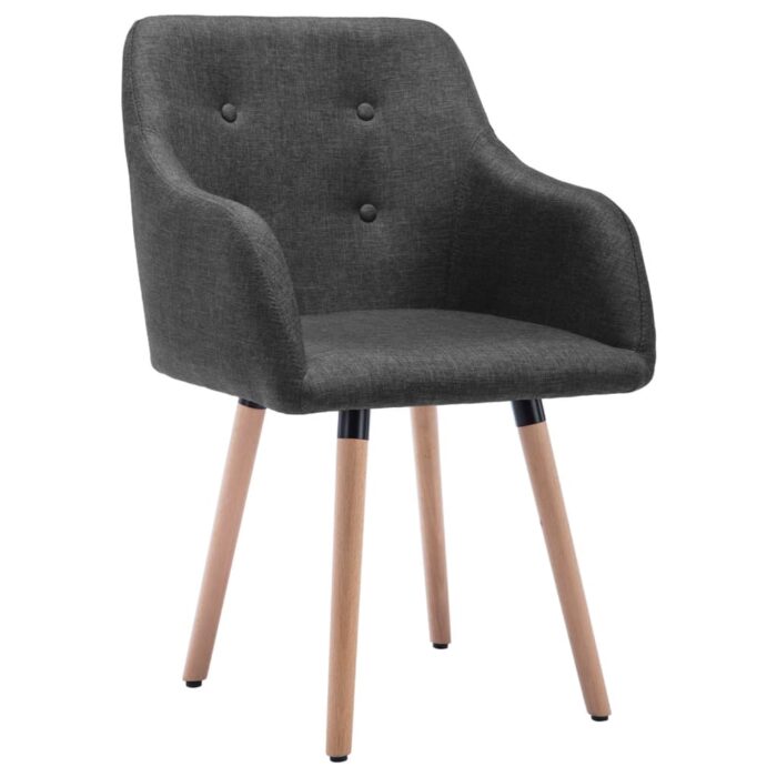 Chaises à manger lot de 2 gris foncé tissu – Image 2