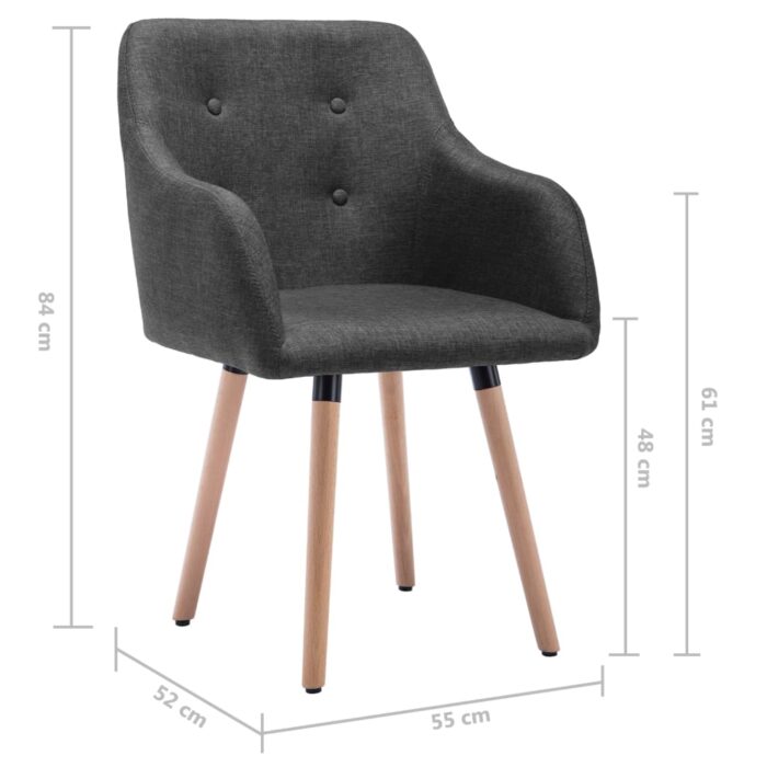 Chaises à manger lot de 2 gris foncé tissu – Image 7
