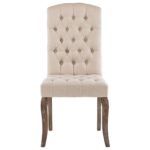 Chaises à manger lot de 2 beige tissu à l'aspect de lin – Image 2