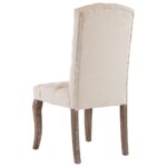 Chaises à manger lot de 2 beige tissu à l'aspect de lin – Image 4