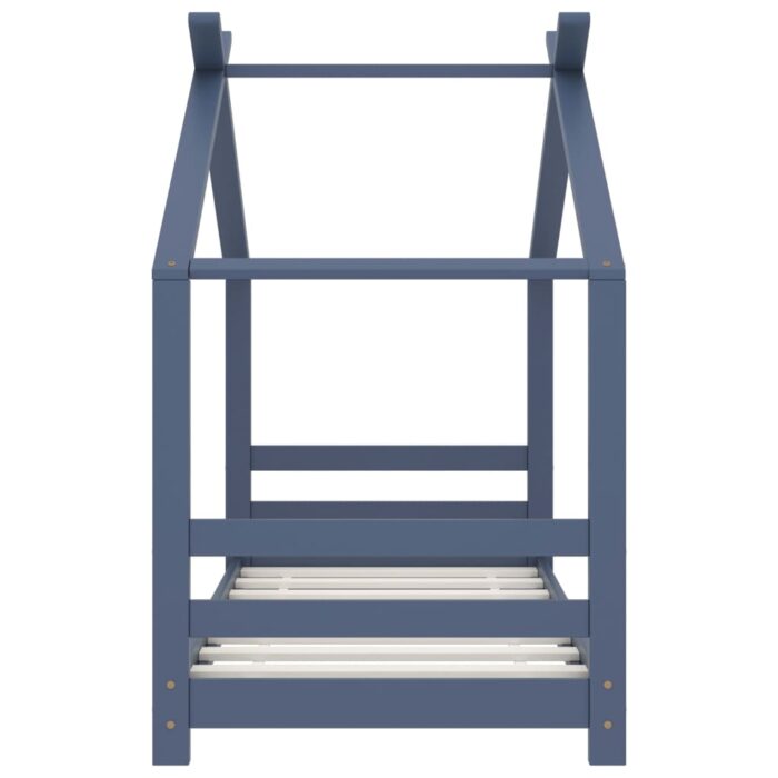 Cadre de lit d'enfant Gris Bois de pin massif 70x140 cm – Image 2