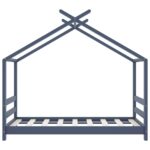 Cadre de lit d'enfant Gris Bois de pin massif 70x140 cm – Image 3