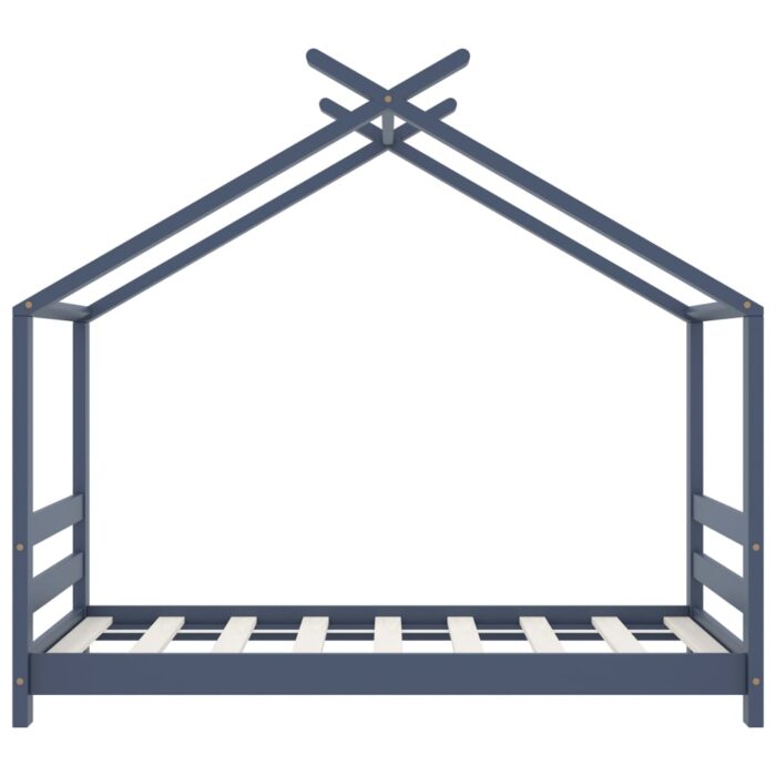 Cadre de lit d'enfant Gris Bois de pin massif 70x140 cm – Image 3