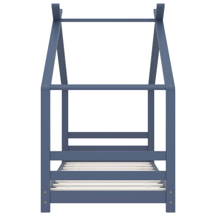 Cadre de lit d'enfant Gris Bois de pin massif 80x160 cm – Image 2