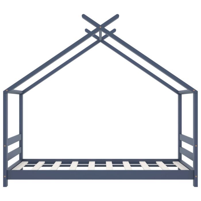 Cadre de lit d'enfant Gris Bois de pin massif 80x160 cm – Image 3