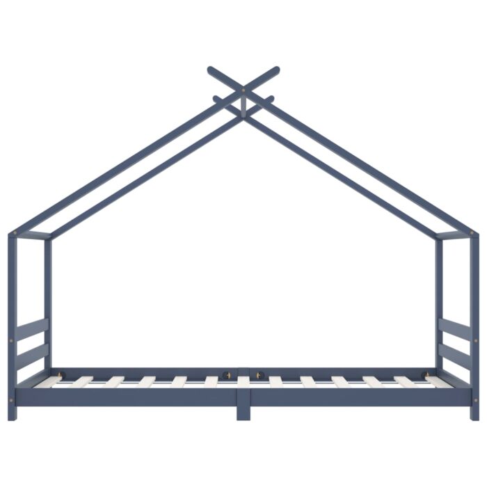 Cadre de lit d'enfant Gris Bois de pin massif 90x200 cm – Image 3