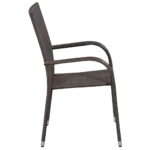 Chaises empilables d'extérieur lot de 4 Résine tressée Marron – Image 2