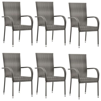 Chaises empilables d'extérieur lot de 6 Gris Résine tressée
