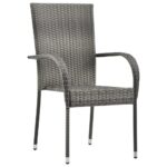 Chaises empilables d'extérieur lot de 6 Gris Résine tressée – Image 2