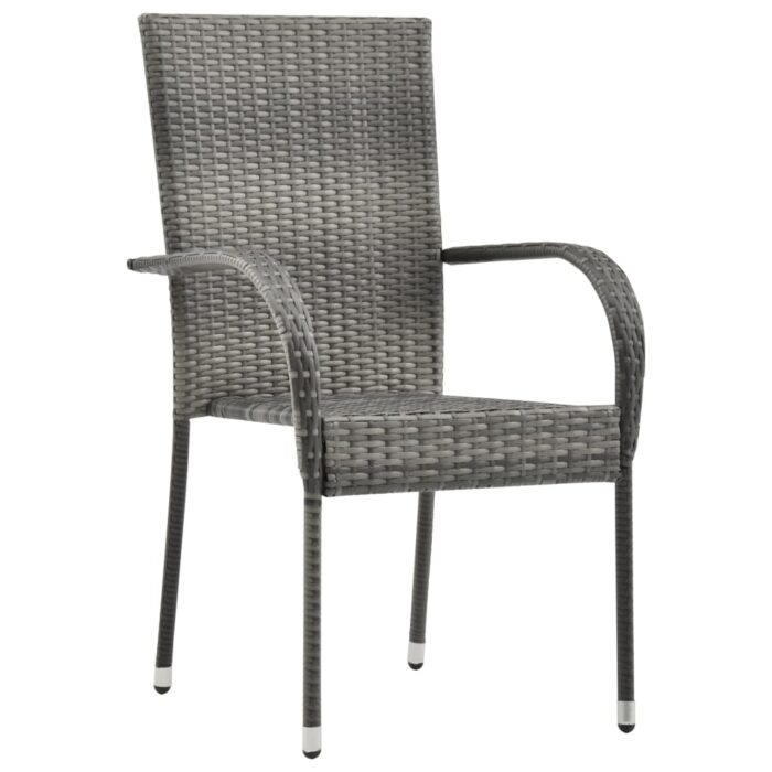 Chaises empilables d'extérieur lot de 6 Gris Résine tressée – Image 2