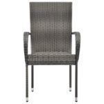 Chaises empilables d'extérieur lot de 6 Gris Résine tressée – Image 3