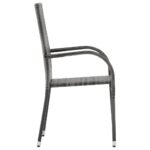 Chaises empilables d'extérieur lot de 6 Gris Résine tressée – Image 4