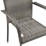 Chaises empilables d'extérieur lot de 6 Gris Résine tressée – Image 7