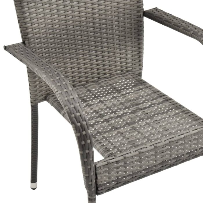 Chaises empilables d'extérieur lot de 6 Gris Résine tressée – Image 7