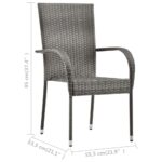Chaises empilables d'extérieur lot de 6 Gris Résine tressée – Image 8