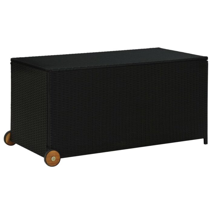 Boîte de rangement de jardin noir 120x65x61 cm résine tressée – Image 1